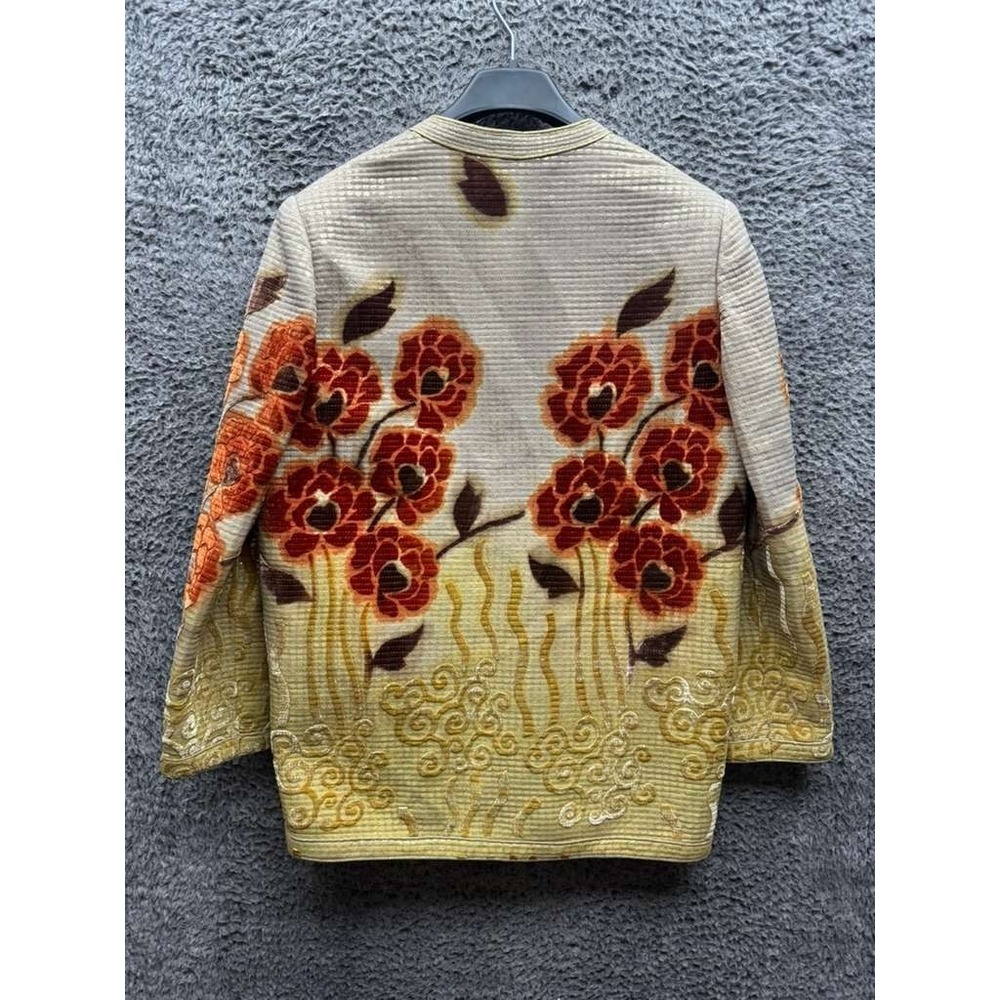 Aurora Ruffolo Christian Ruperto New York Floral Embroidered Cardigan Womens M/L - Picture 2 of 10